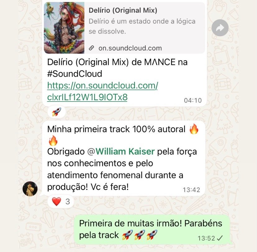 Mensagem real sobre a primeira track 100% autoral